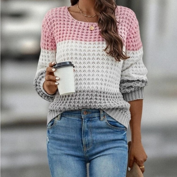 New chunky knit color block sweater - Picture 3 of 6